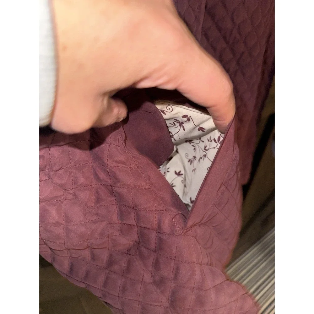 Women's Sz M Medium Quilted Burgundy Jacket Homegrown Fisherman's‎ Button